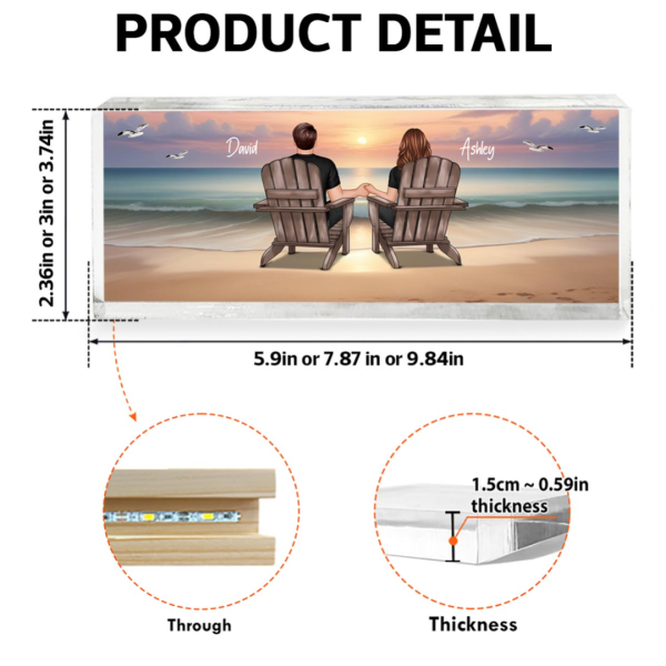Eternal Sunset Beach Couple Personalized Acrylic LED Night Light, Heartfelt 2025 Gift, Anniversary Gift For Girlfriend, For Wife