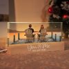 Couple Sitting On The Bridge, Lake Dock Personalized Acrylic Block LED Night Light, Heartfelt 2025 Gift For Couple, For Her, Girlfriend, Wife