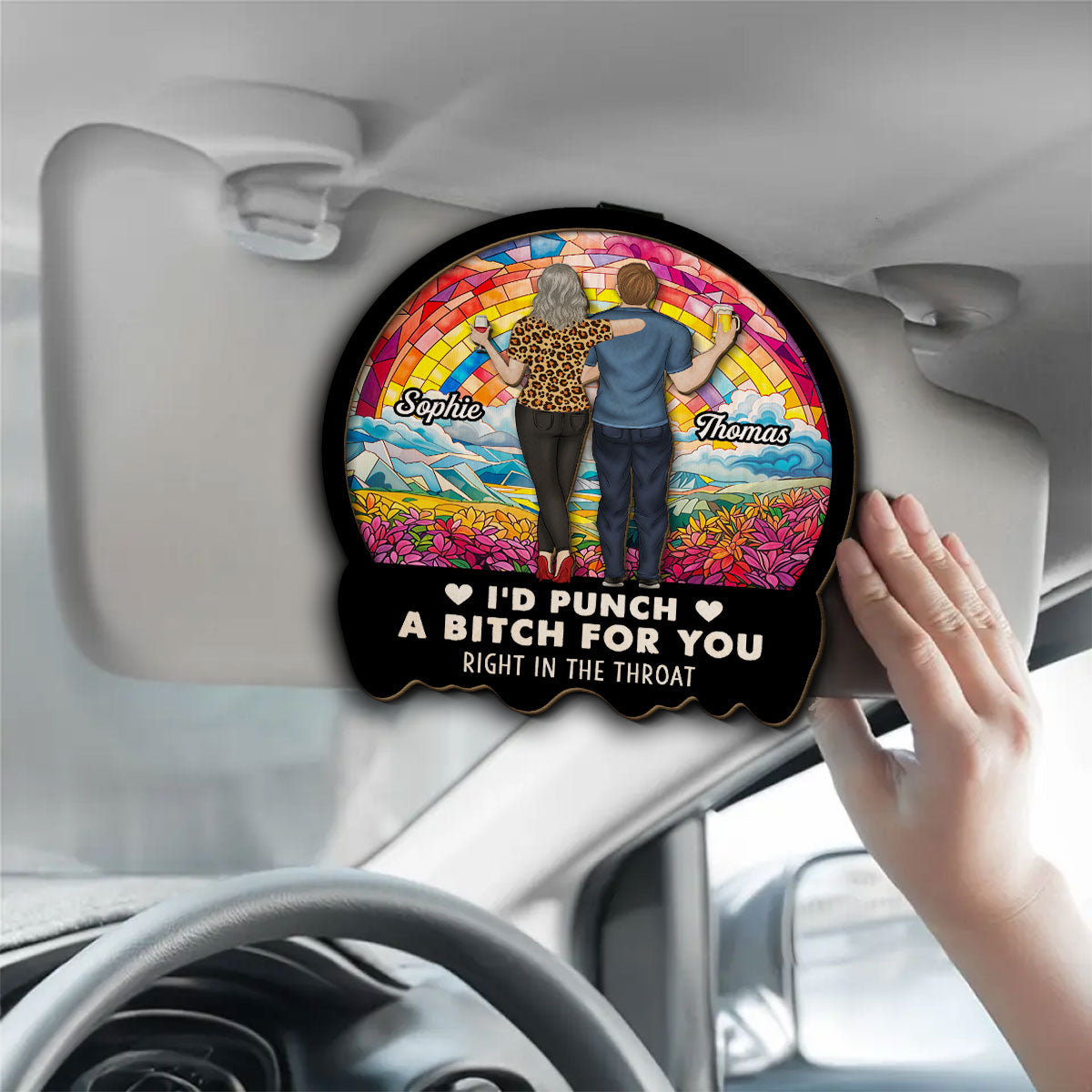 A Punch for Best Friends – Personalized Custom Car Visor Clip