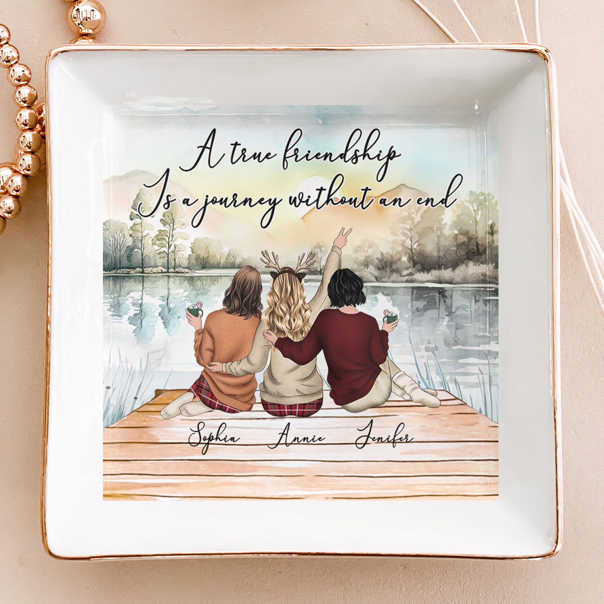 A True Friendship Is A Journey Without An End – Personalized Jewelry Dish