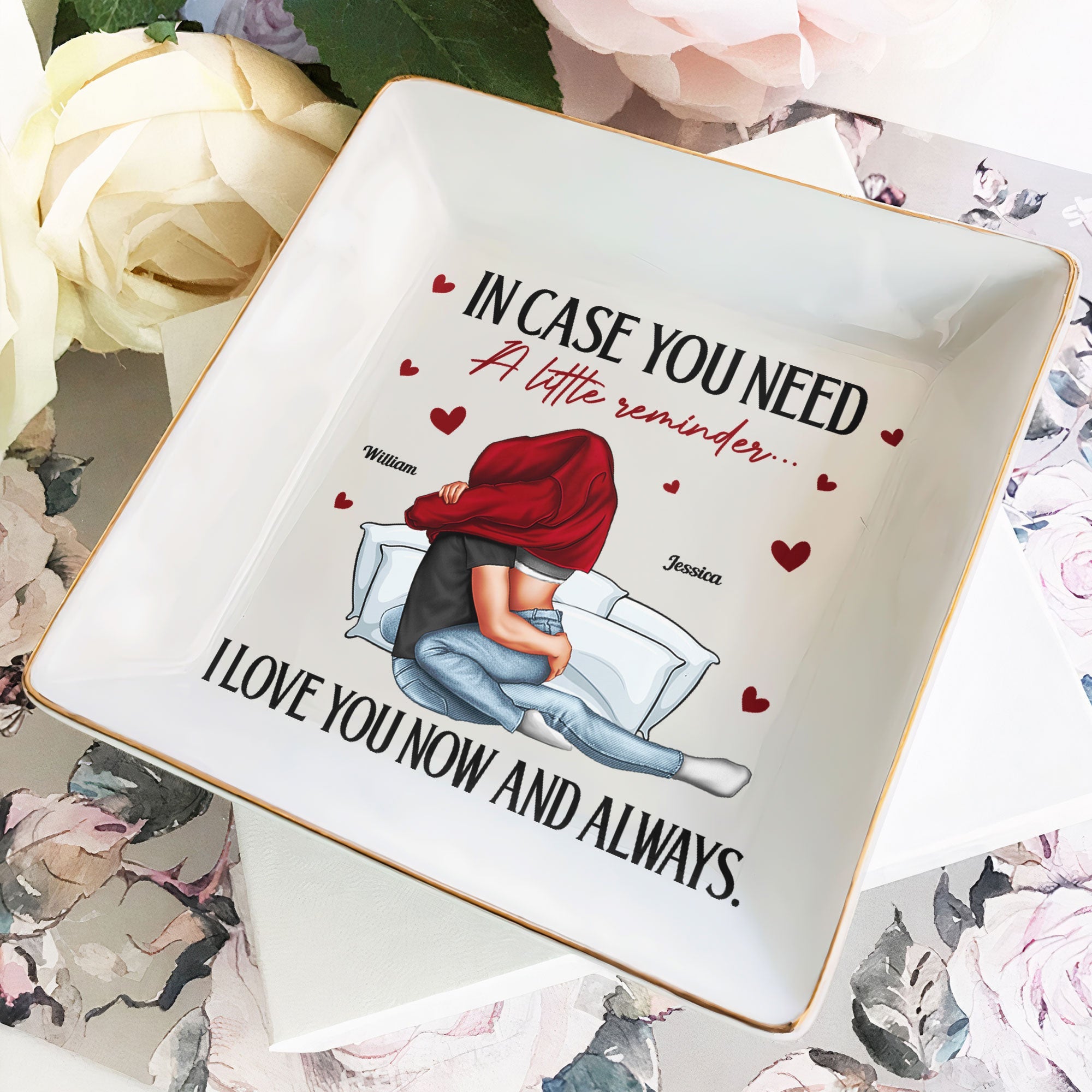 Anniversary Gifts For Women I Love You Now & Always – Personalized Jewelry Dish
