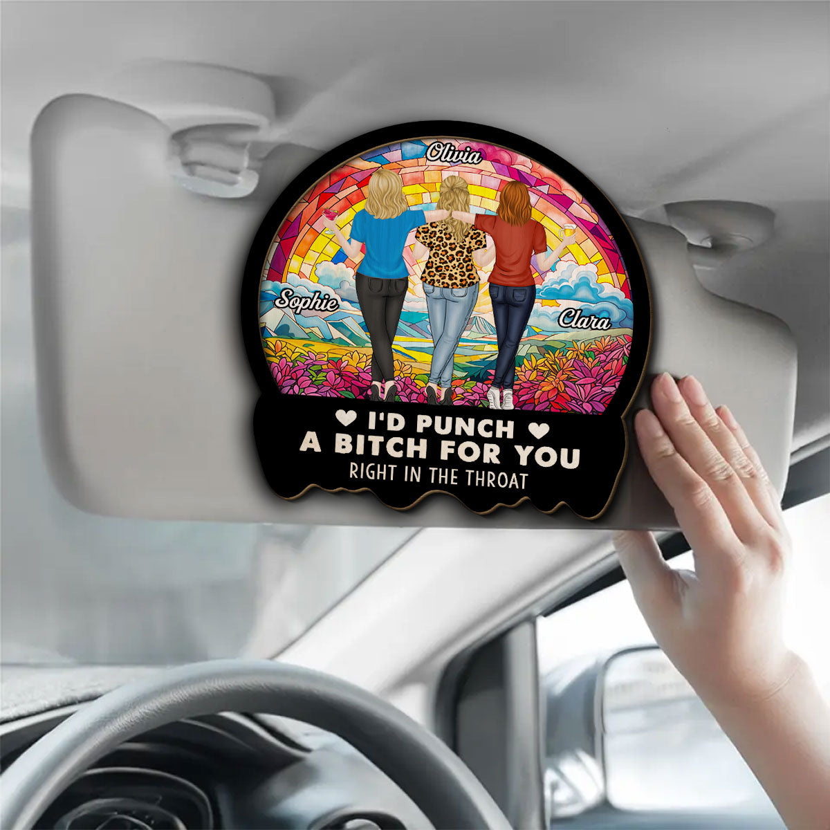 Besties Sisters Punch For You – Personalized Custom Car Visor Clip