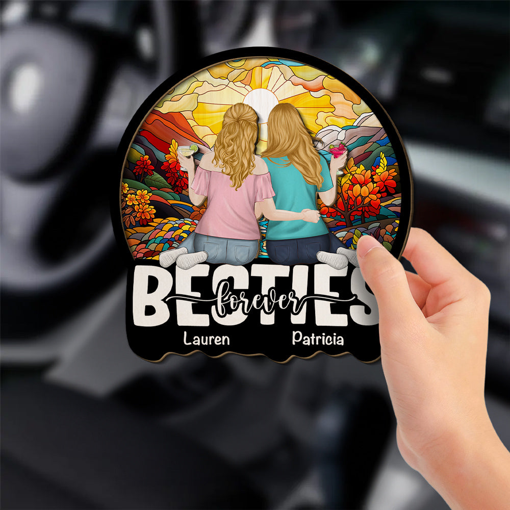 Besties Sitting Together – Personalized Custom Car Visor Clip