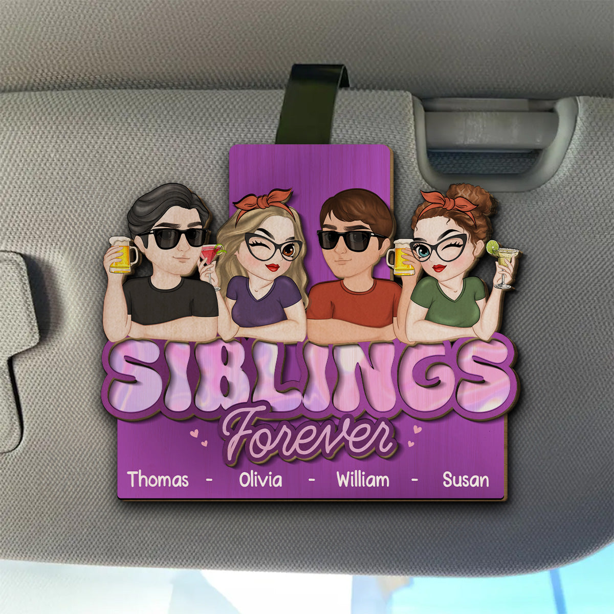 Brother And Sister Forever – Personalized Custom Car Visor Clip