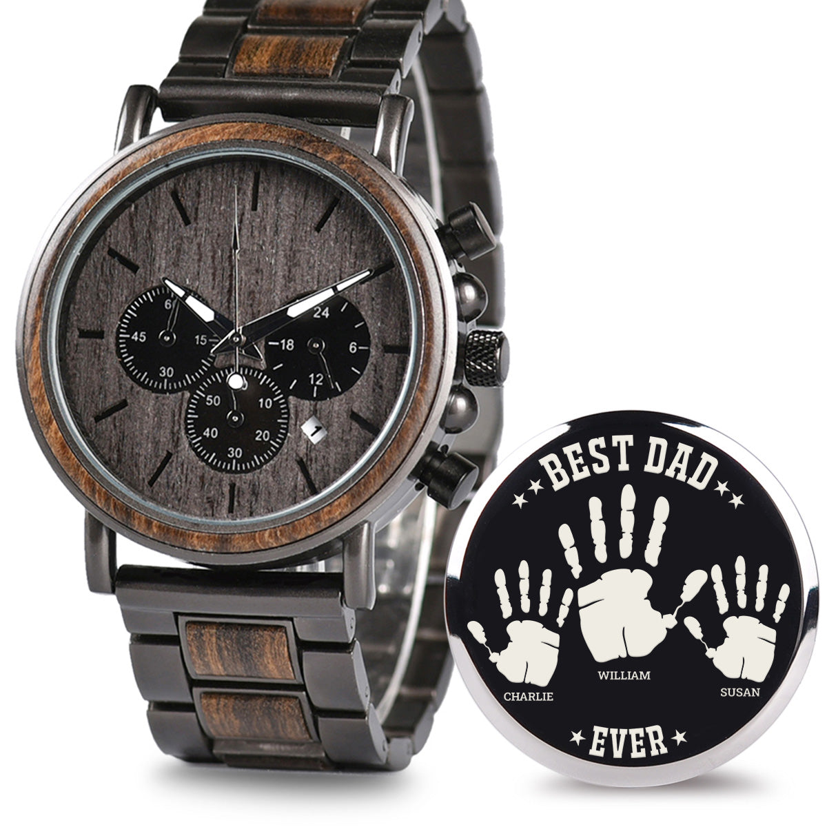 Hands Down Best Dad Ever – WATCH GQ026 – Personalized Engraved Wooden Watches GQ026