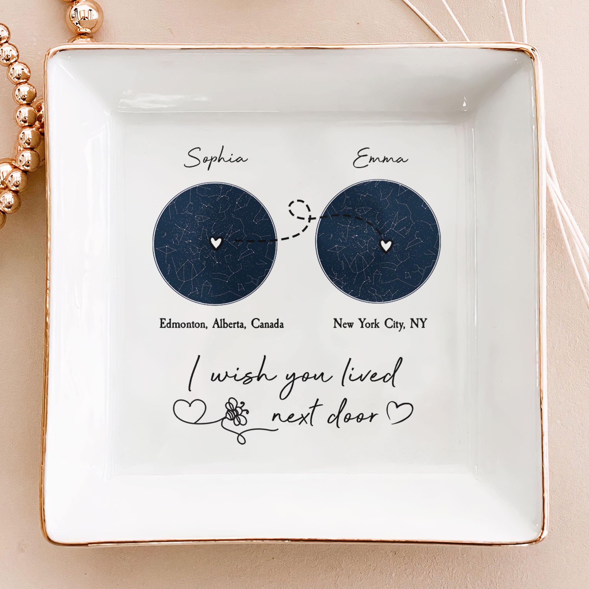 I Wish You Lived Next Door – Custom Star Map – Personalized Jewelry Dish