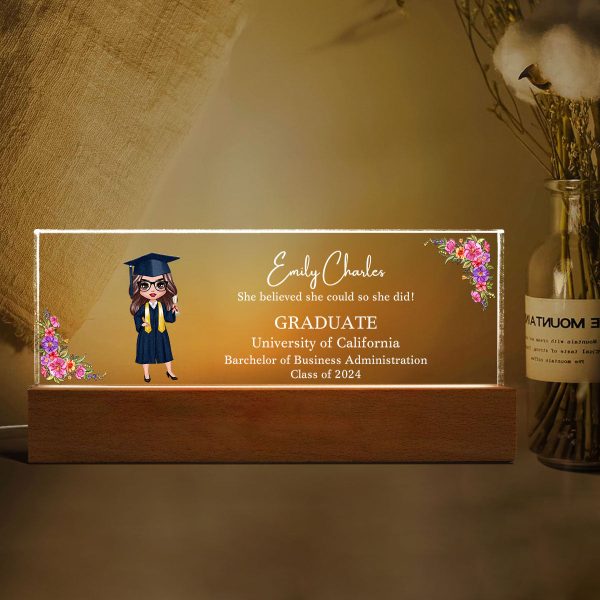 Class Of 2025 Senior Doll Graduation Gift For Daughter Personalized Acrylic LED Night Light