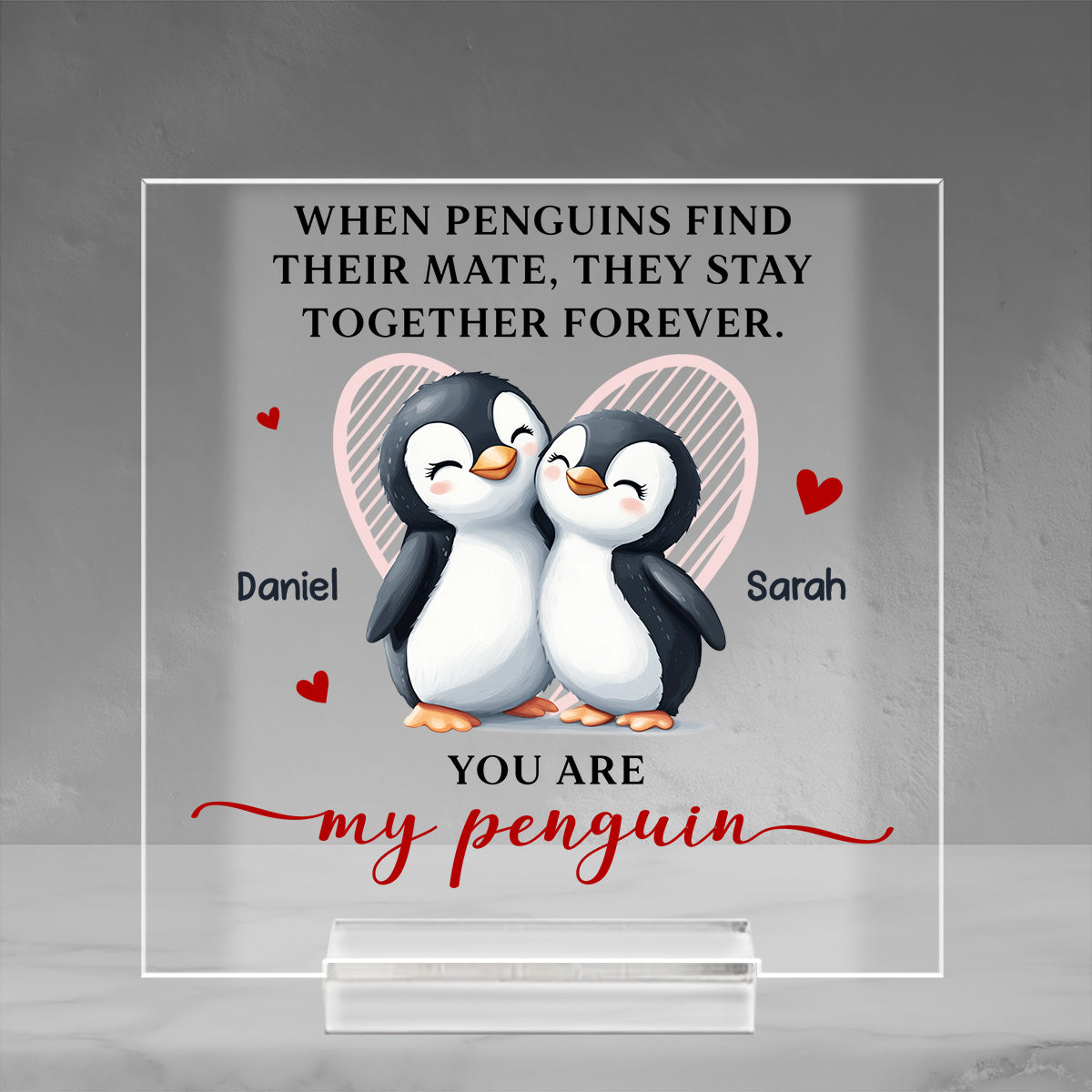 My Penguin – Personalized Custom Acrylic Plaque With Base