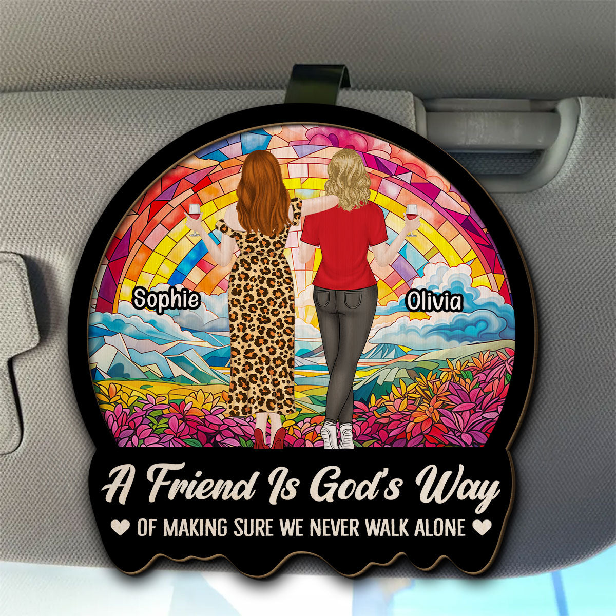 Never Walk Alone Besties – Personalized Custom Car Visor Clip