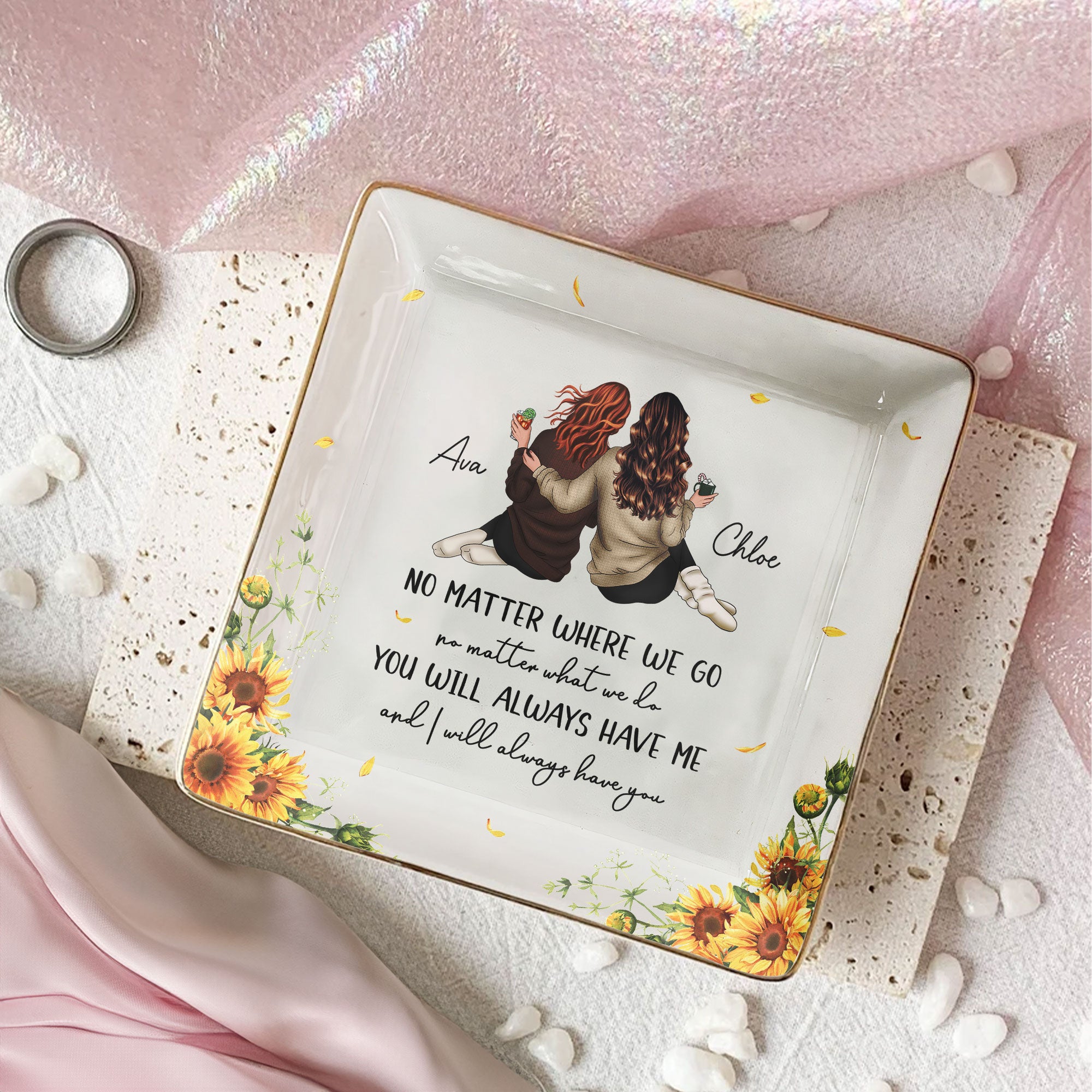 No Matter Where We Go & What We Do Friendship Gift – Personalized Jewelry Dish