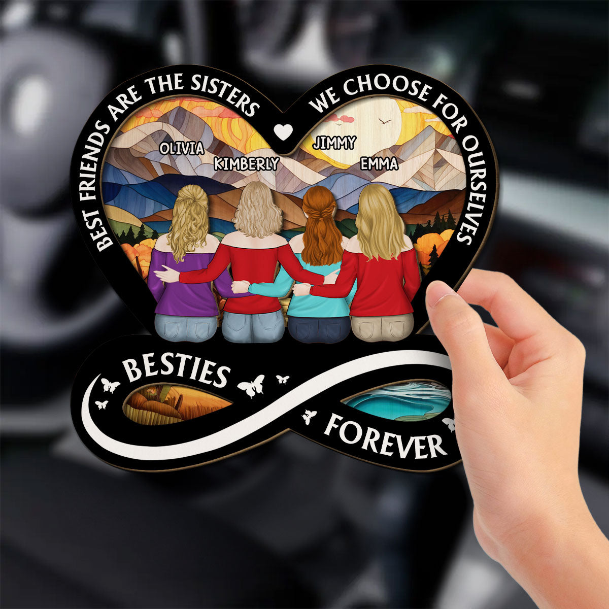 Not Sisters By Blood But Sisters By Heart – Personalized Custom Car Visor Clip