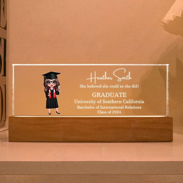 Class Of 2025 Senior Doll Graduation Gift For Daughter Personalized Acrylic LED Night Light