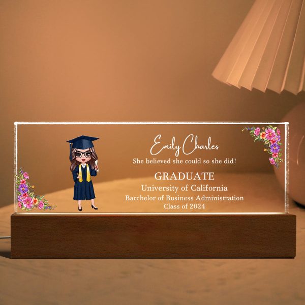 Class Of 2025 Senior Doll Graduation Gift For Daughter Personalized Acrylic LED Night Light